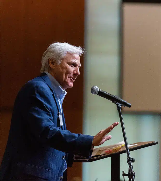 David Rogers speaks at the H. E. Butt Foundation's Bridging Our Differences luncheon.